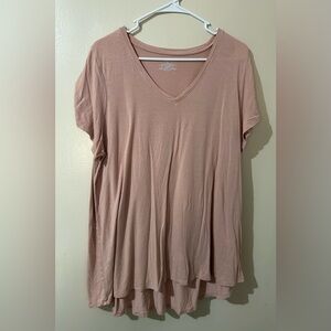 Hue Women’s Shirt Size XXL Solid Pink Casual Short Sleeve Top Spring Summer Wear